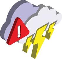 lightning warning sign illustration in 3D isometric style vector