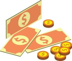 pile of money illustration in 3D isometric style vector