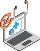 laptop and Stethoscope illustration in 3D isometric style vector