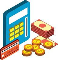 credit card and finance illustration in 3D isometric style vector