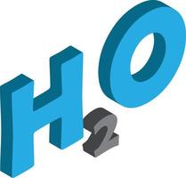 H2O lettering illustration in 3D isometric style vector