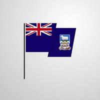 vector de diseño de bandera ondeante de islas malvinas