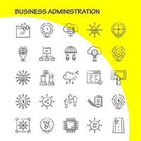 Business Administration Hand Drawn Icons Set For Infographics Mobile UXUI Kit And Print Design Include Target Focus Arrow Direction Document File Globe Internet Collection Modern Infograph vector