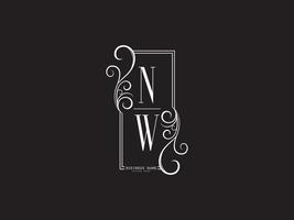 hermoso logotipo de lujo nw, nuevo diseño de logotipo de letra blanca negra nw wn vector