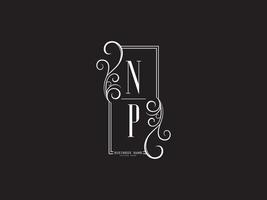 Beautiful NP Luxury Logo, New Np pn Black White Letter Logo Design vector