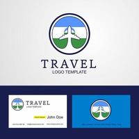 logotipo de la bandera del círculo creativo de kabardino balkaria de viaje y diseño de la tarjeta de visita vector