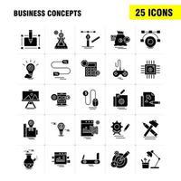 Business Concepts Solid Glyph Icons Set For Infographics Mobile UXUI Kit And Print Design Include Map Pointer Globe World Internet Book Apple Studies Collection Modern Infographic Logo and vector