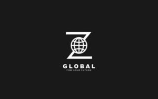 Z logo GLOBE for identity. NETWORK template vector illustration for your brand.