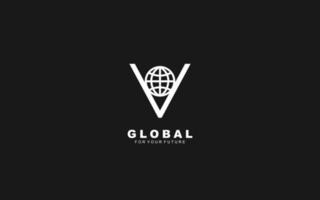 V logo GLOBE for identity. NETWORK template vector illustration for your brand.