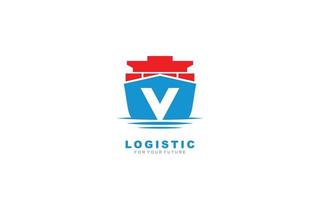 V logo logistic for branding company. shipping template vector illustration for your brand.