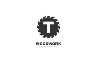 T logo sawmill vector for woodworking company. initial letter carpentry template vector illustration for your brand.