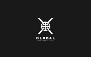 X logo GLOBE for identity. NETWORK template vector illustration for your brand.