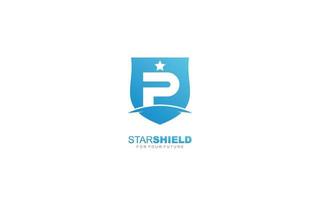 P logo shield for branding company. security template vector illustration for your brand.