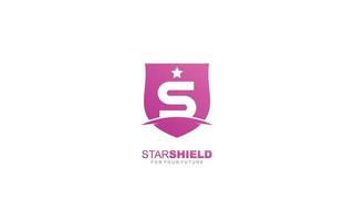 S logo shield for branding company. security template vector illustration for your brand.