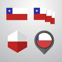 Chile flag design set vector