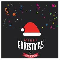 Merry Christmas card design with creative typography and dark background vector