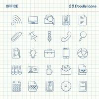 oficina 25 iconos de doodle conjunto de iconos de negocios dibujados a mano vector