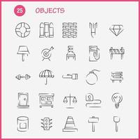 Objects Hand Drawn Icon Pack For Designers And Developers Icons Of Bulls Eye Goal Target Object Bulb Idea Light Vector