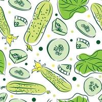 Cucumber graphic green color sketch seamless pattern illustration vector