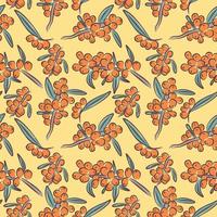Natural organic sea buckthorn seamless pattern vector illustration sketch