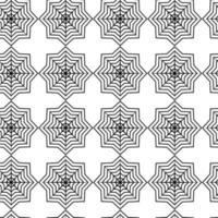 Seamless pattern of black and white abstract snowflakes. Outline drawing. Vector repeat texture