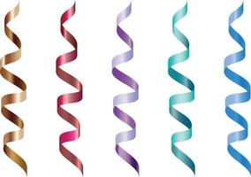 Vector 3d glossy realistic colored serpentine. Colorful design elements. Set