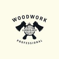 lumberjack vintage style logo vector template illustration design, carpentry icon design