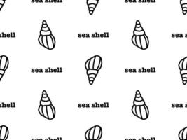 Sea shell cartoon character seamless pattern on white background vector
