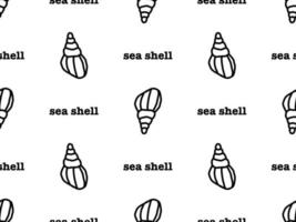 Sea shell cartoon character seamless pattern on white background vector