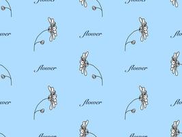 Flower cartoon character seamless pattern on blue background vector