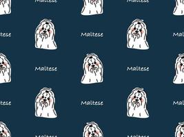 Maltese cartoon character seamless pattern on blue background vector