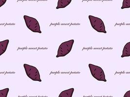 Purple Sweet Potato cartoon character seamless pattern on purple background vector