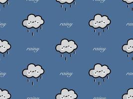 Rainy cartoon character seamless pattern on blue background vector