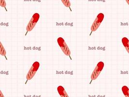 Hot Dog cartoon character seamless pattern on red background vector