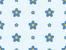 Flower cartoon character seamless pattern on blue background vector
