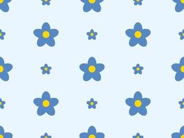 personaje de dibujos animados de flores de patrones sin fisuras sobre fondo azul vector