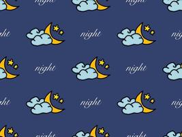 Night cartoon character seamless pattern on blue background vector