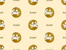 Bread cartoon character seamless pattern on cream background vector