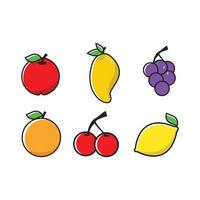 fruit, apple, grape, lemon, mango vector icon set.