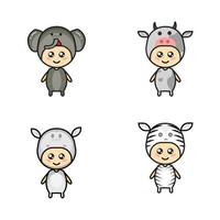 cute vector set of animal characters, vector illustration designs suitable for websites, applications, apps