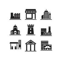 building icon set, place, silhouette, glyph, solid, vector illustration design suitable for websites, apps, apps