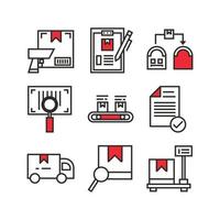 warehouse management icon set, checking goods, shipping, stock. vector