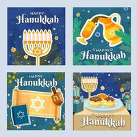 publicación en las redes sociales de la celebración de hanukkah vector