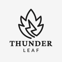 Thunder Leaf Outline Logo Template Design vector