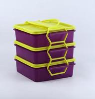 plastic lunch box isolated on a white background photo