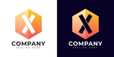 Modern gradient style letter x logo template. x letter design vector with colorful creative hexagon sign.