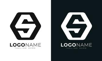 plantilla de diseño de vector de logotipo de letra inicial s. con forma hexagonal. estilo poligonal.