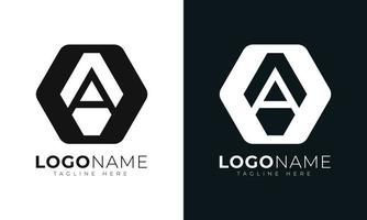 letra inicial una plantilla de diseño de vector de logotipo. con forma hexagonal. estilo poligonal