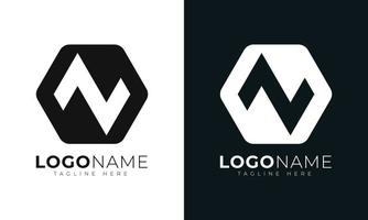 Initial letter n logo vector design template. With Hexagonal shape. Polygonal style.