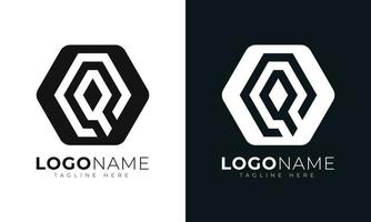 plantilla de diseño de vector de logotipo de letra inicial q. con forma hexagonal. estilo poligonal.